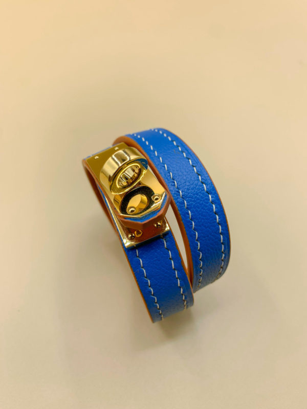 Electric Blue Leather Bracelet